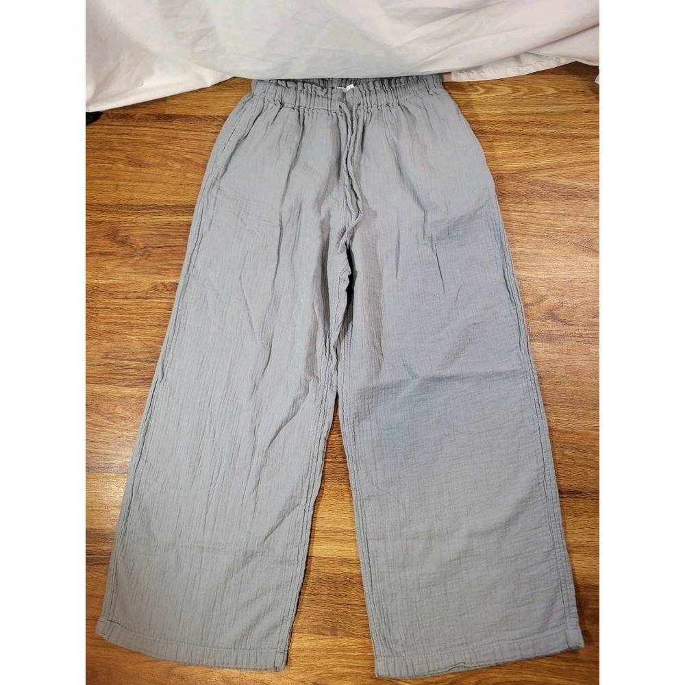 Muji Womans Gray Pull On 100% Cotton Gauze Pants Size Small